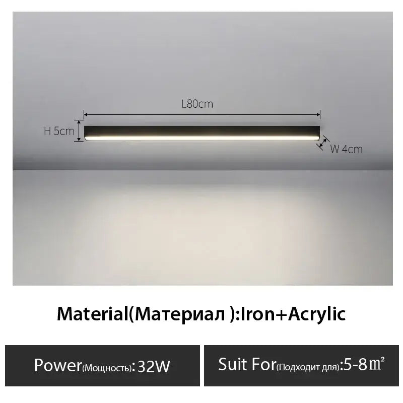 Minimalist black linear led ceiling light – living room 2 pack