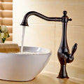 Matte black long neck kitchen faucet with rotating spout