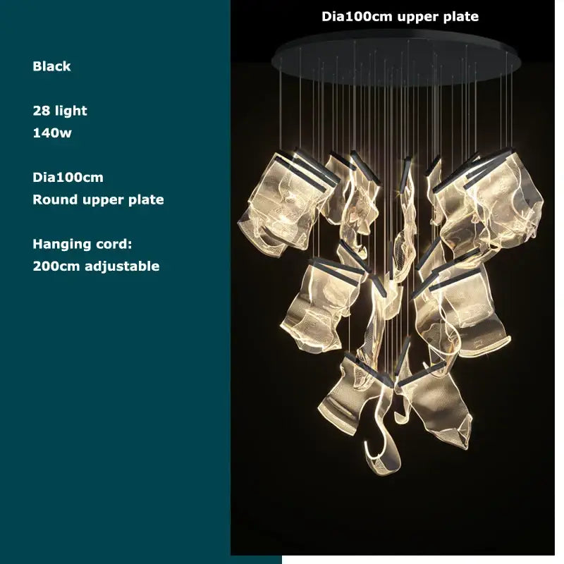 Modern black love chandelier mesh pendant light for dining room