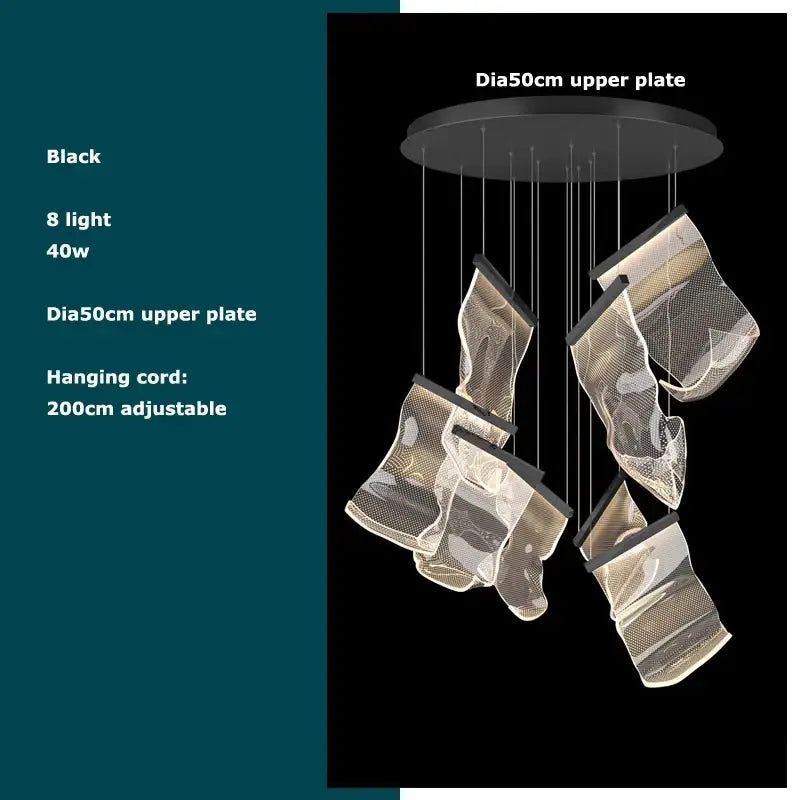 Modern black love chandelier mesh pendant light for dining room