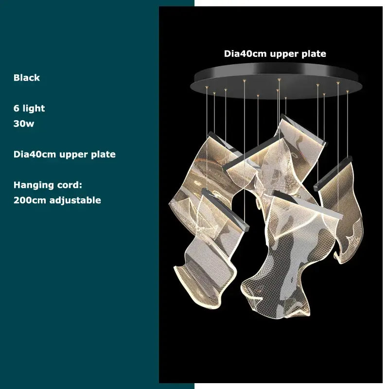 Modern black love chandelier mesh pendant light for dining room