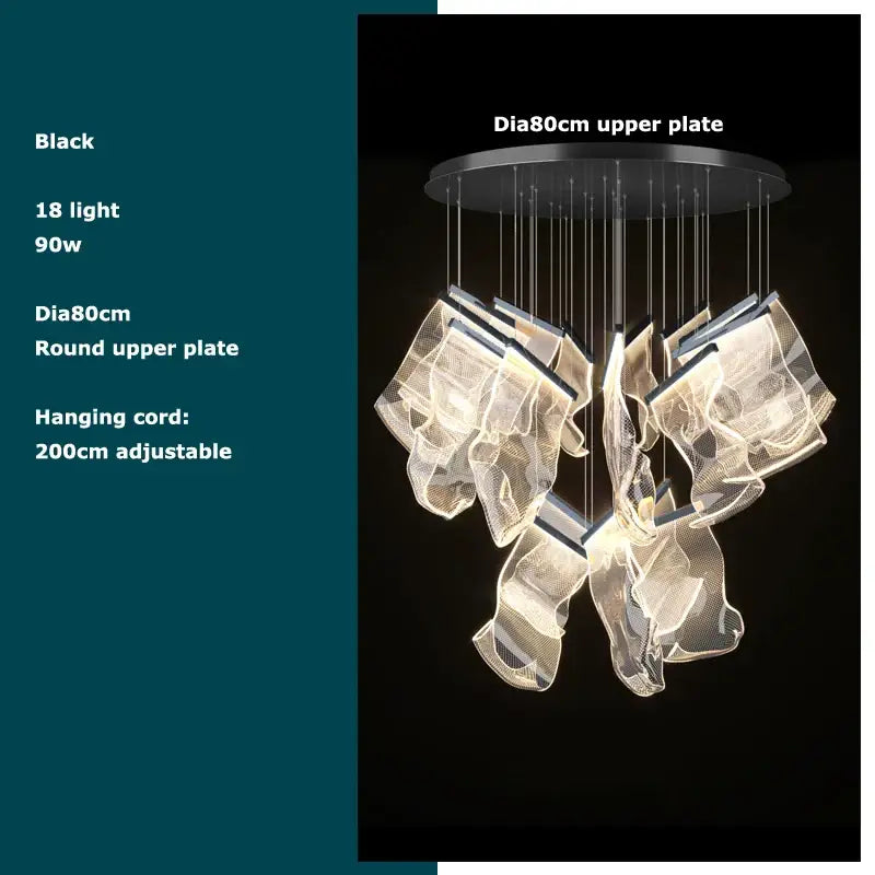 Modern black love chandelier mesh pendant light for dining room