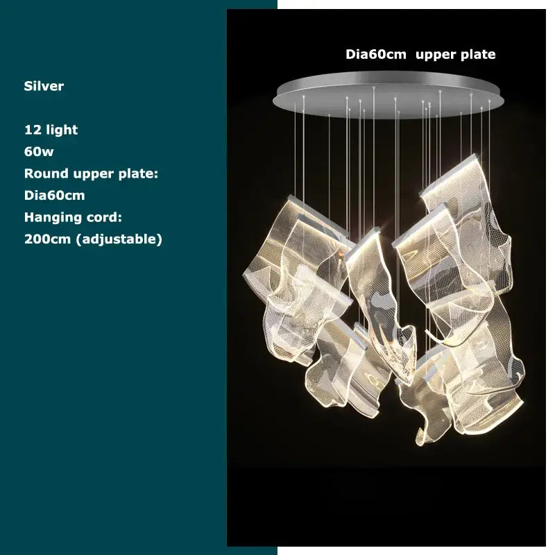 Modern black love chandelier mesh pendant light for dining room
