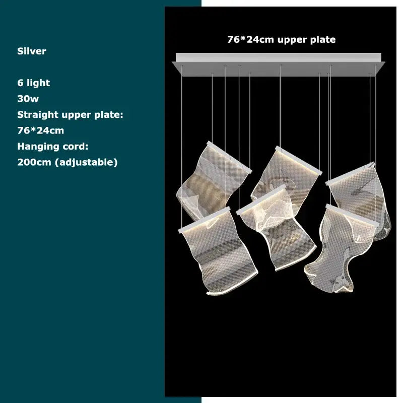 Modern black love chandelier mesh pendant light for dining room