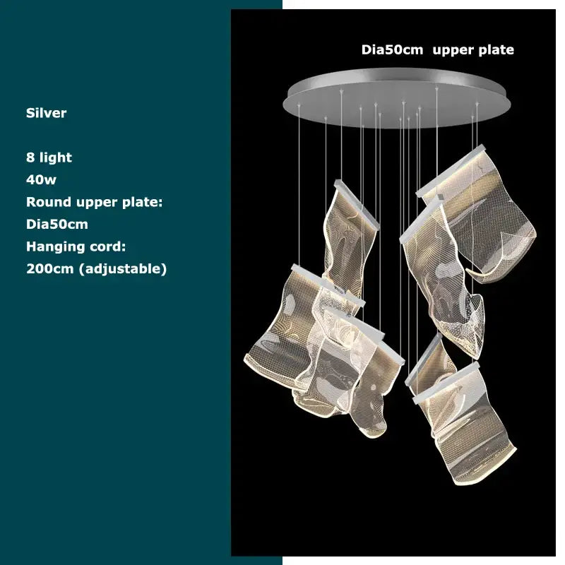 Modern black love chandelier mesh pendant light for dining room