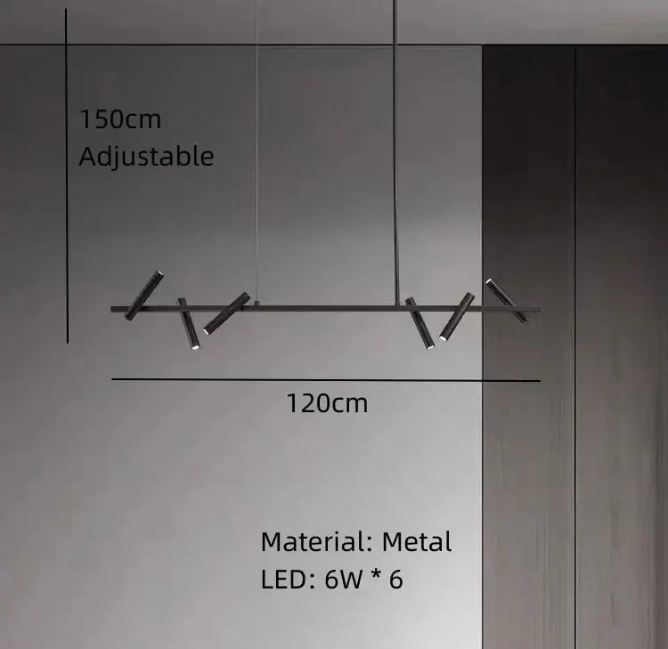 Decorbites black metal chandelier minimalist dining room led light