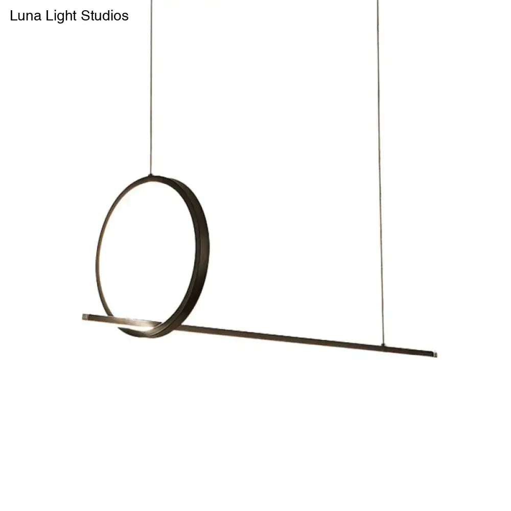 Modern black minimalist led ring island light for kitchen ceiling