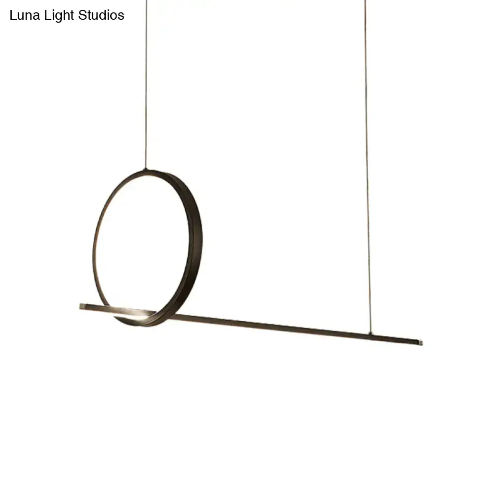 Modern black minimalist led ring island light for kitchen ceiling