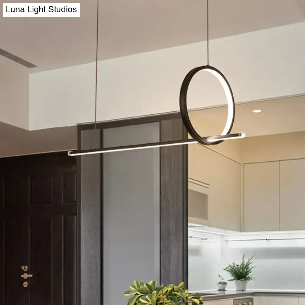 Modern black minimalist led ring island light for kitchen ceiling