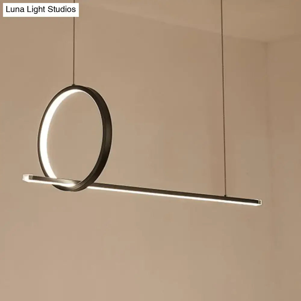 Modern black minimalist led ring island light for kitchen ceiling