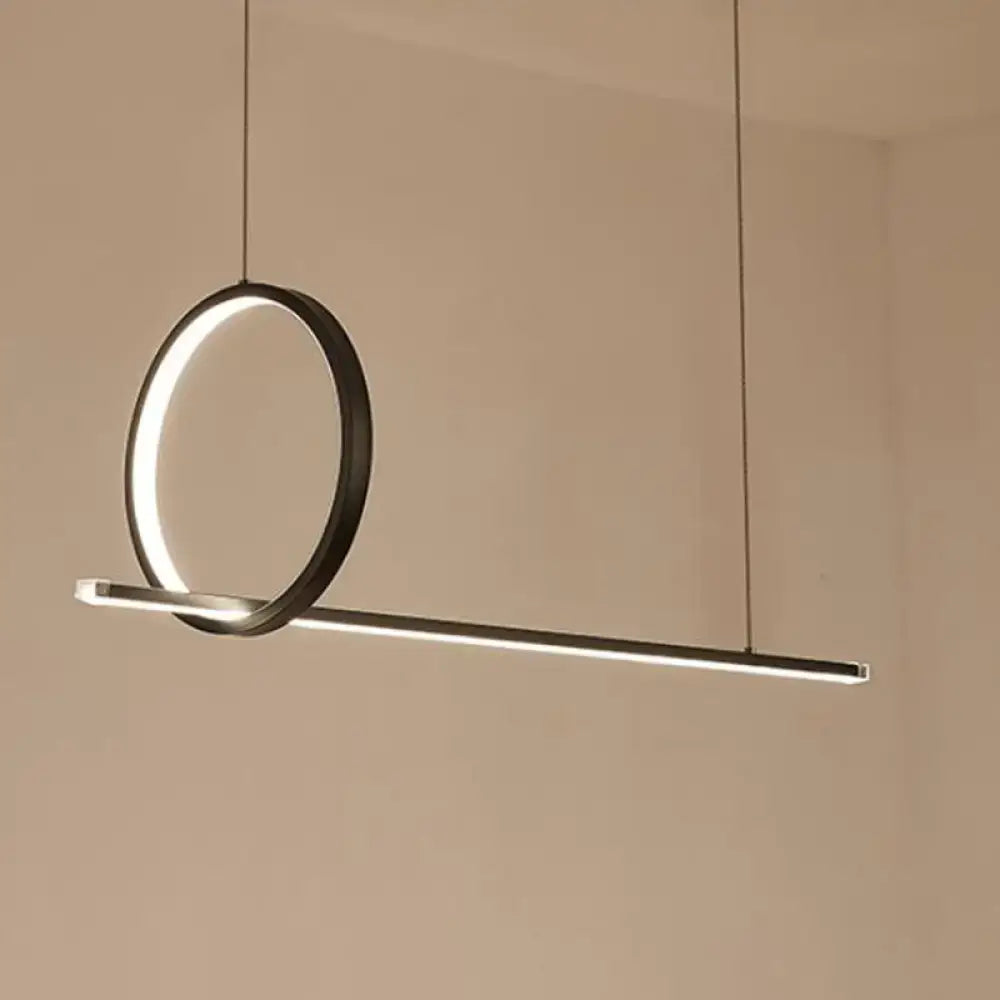 Modern black minimalist led ring island light for kitchen ceiling