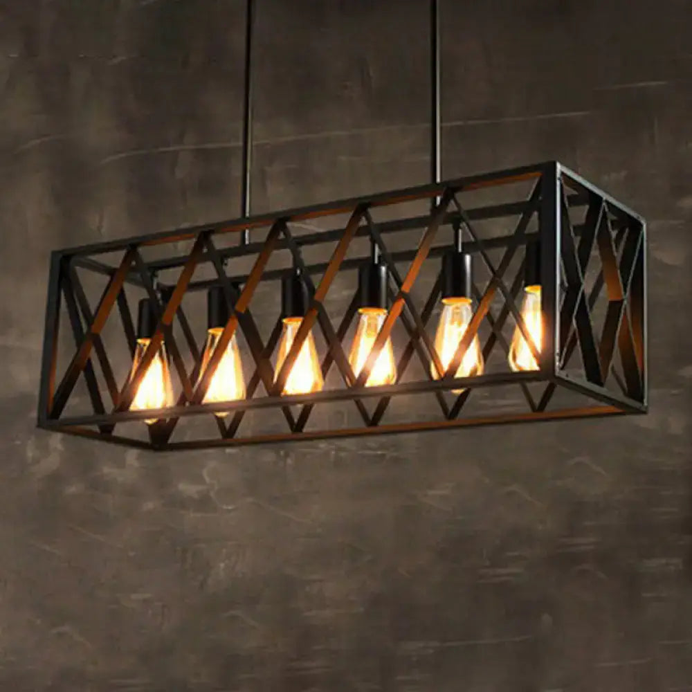 Industrial black metal suspension pendant light for dining room