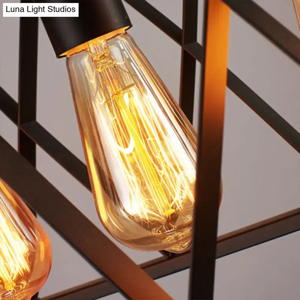 Industrial black metal suspension pendant light for dining room
