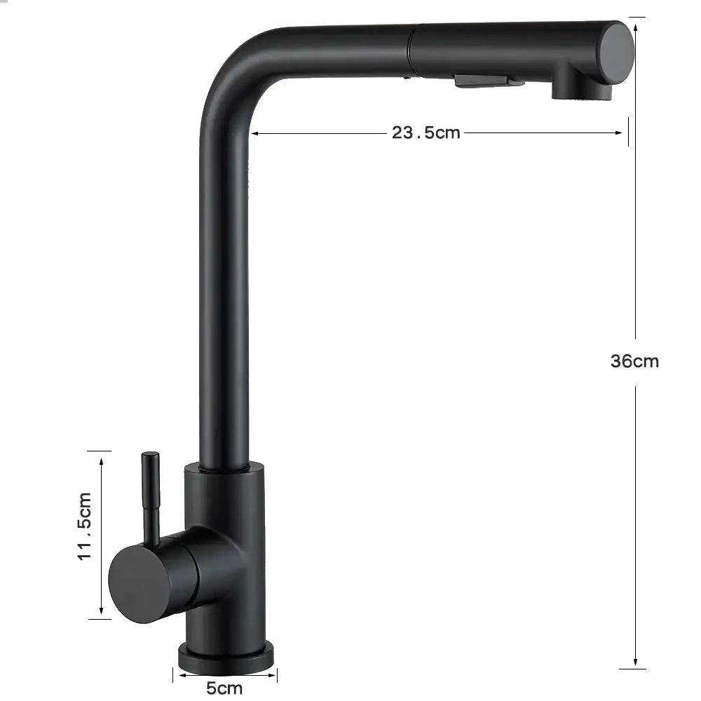Decorbites black pull out kitchen faucet with dual mode nozzle