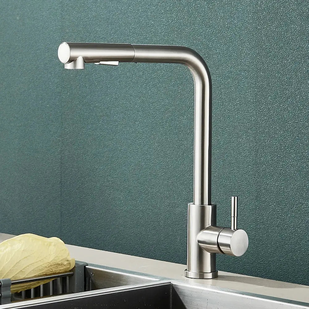 Decorbites black pull out kitchen faucet with dual mode nozzle