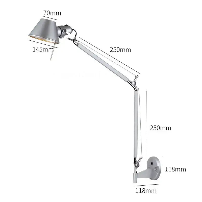 Decorbites black silver rotatable wall light for study office