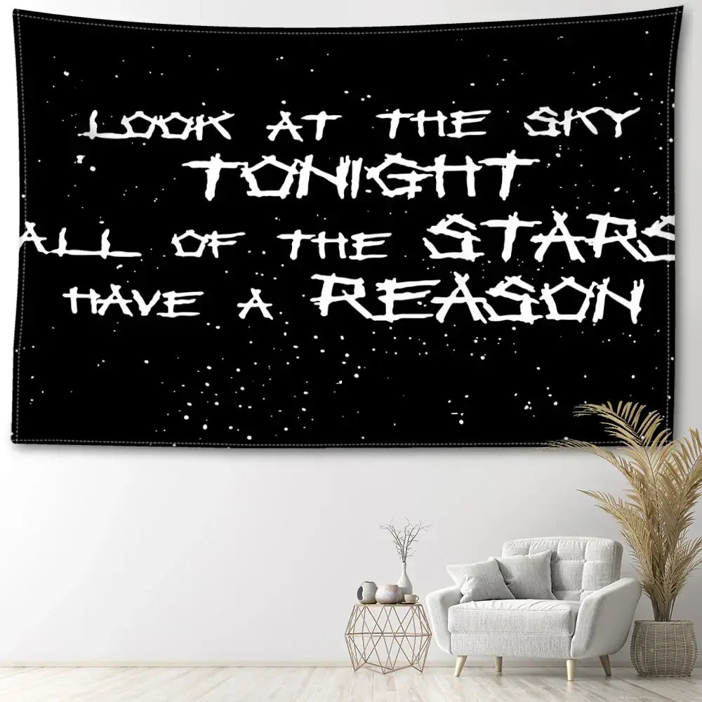 Decorbites black sky art tapestry bedroom starry wall decor
