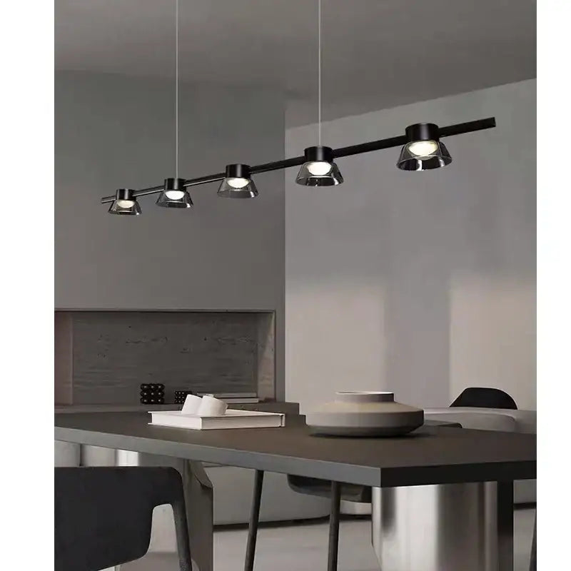 Decorbites black strip chandelier 5 light living room pendant light