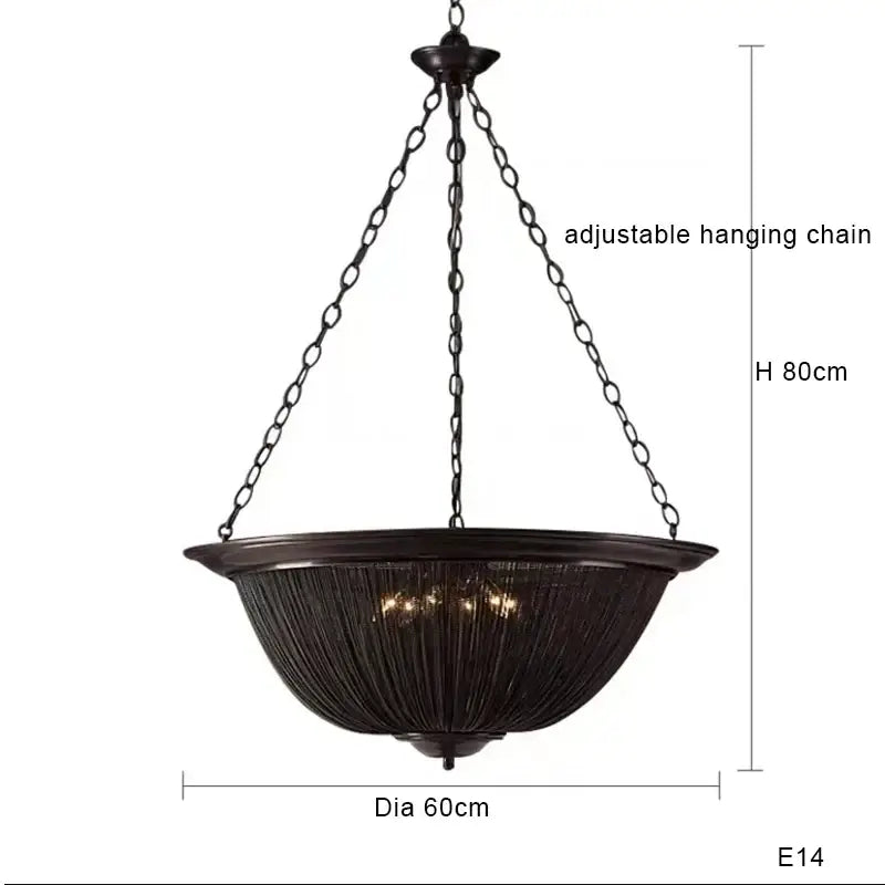 Decorbites black tassel ceiling chandelier living room pendant light