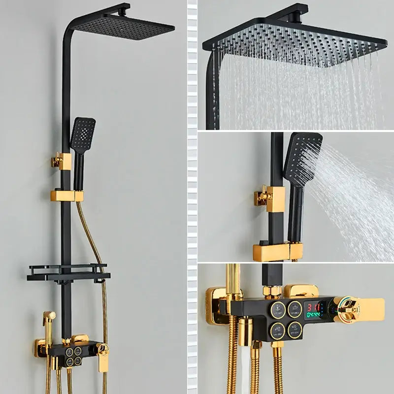 Decorbites black thermostatic digital shower faucet set for bathroom
