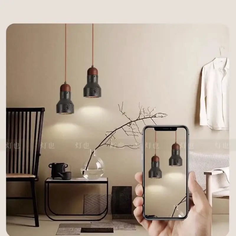 Decorbites black travertine led pendant lamp for dining room