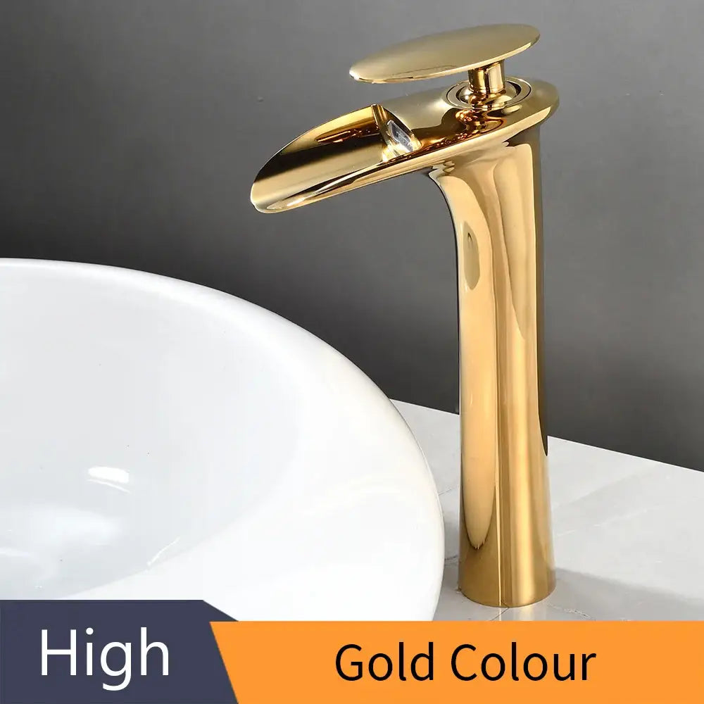 Modern black stainless steel waterfall basin faucet bathroom tap