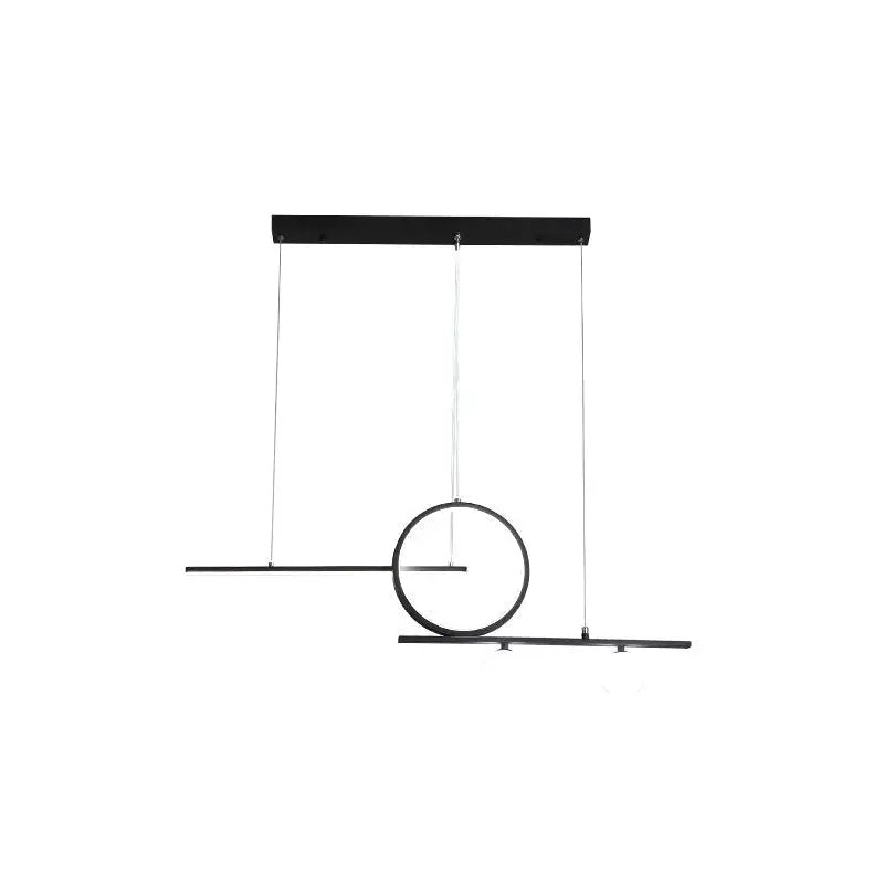 Modern black & white bar and circle suspension light for dining room
