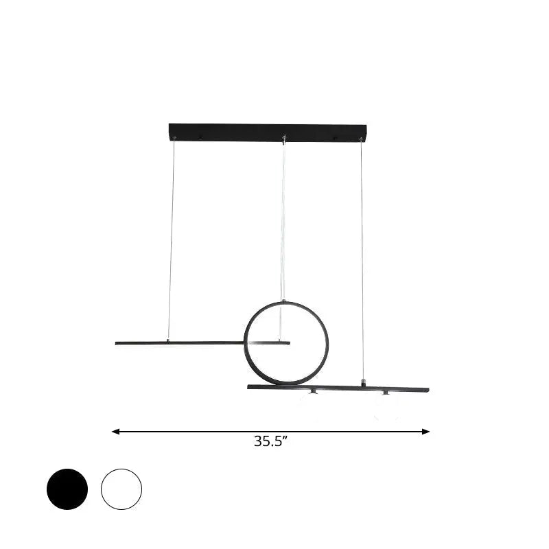 Modern black & white bar and circle suspension light for dining room
