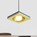Modernist black & gold metal frame pendant light bedroom