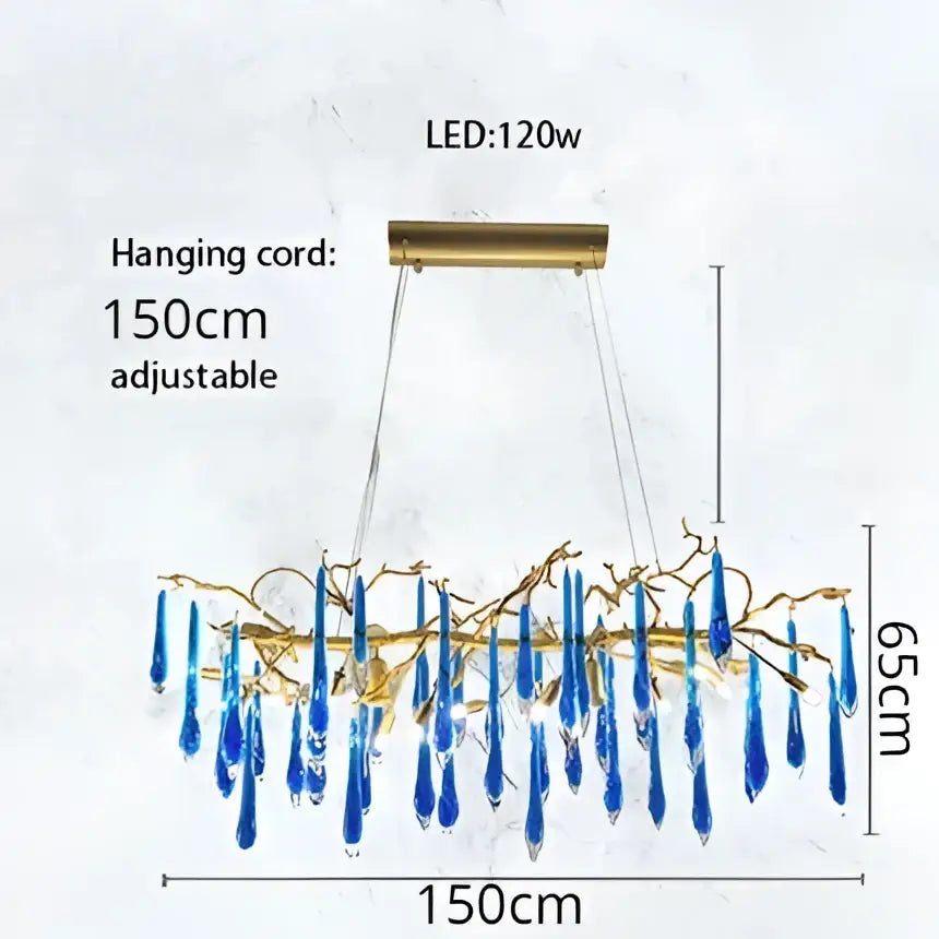 Decorbites blue crystal chandelier gold branching dining room light