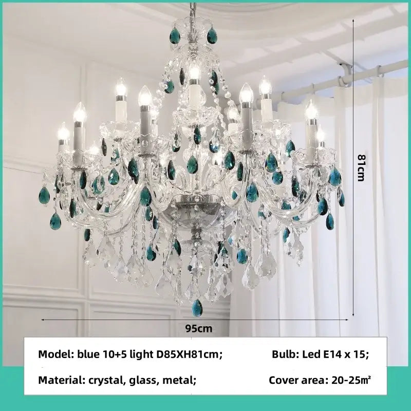 Decorbites blue crystal chandelier living room teal pendant light