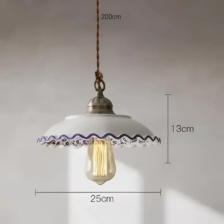 Decorbites blue glass pendant light with gold lace for dining room