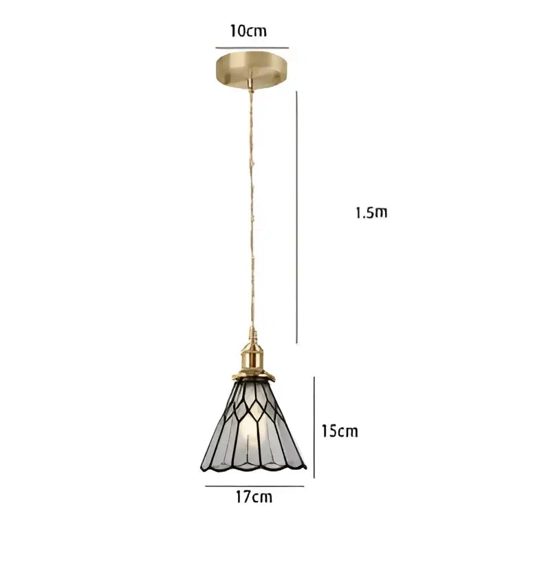 Decorbites blue glass pendant light with gold lace for dining room