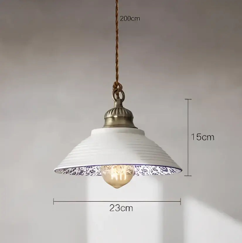 Decorbites blue glass pendant light with gold lace for dining room