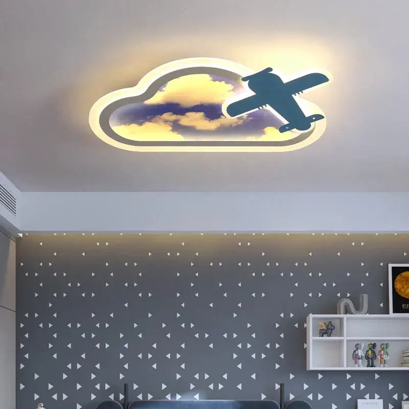 Decorbites blue sky airplane chandelier kids bedroom dimmable light