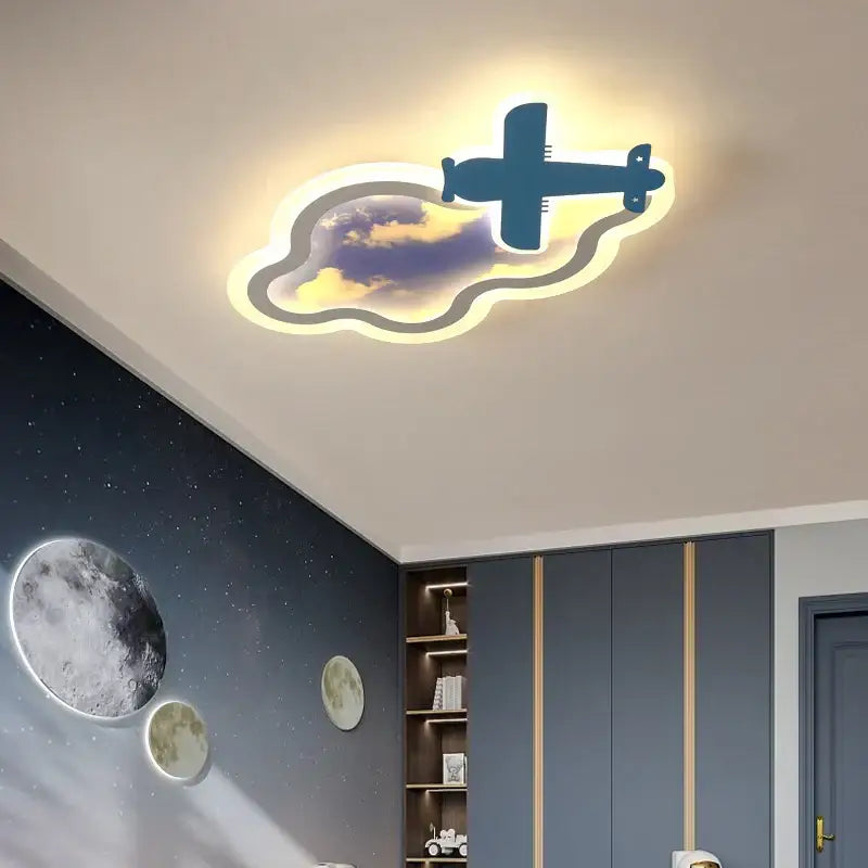 Decorbites blue sky airplane chandelier kids bedroom dimmable light