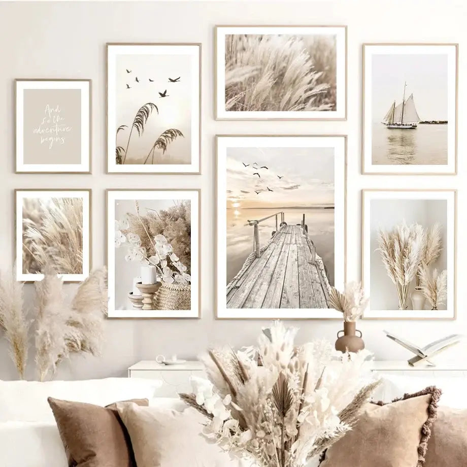 Bohemia beach landscape canvas wall art living room sunset dock
