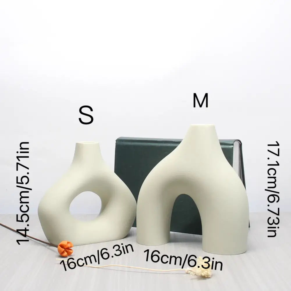 Bohemian black & off-white ceramic vase set living room decor