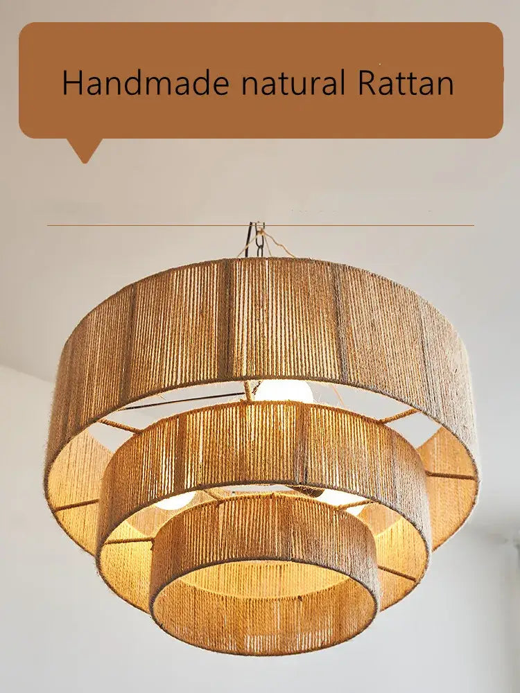 Decorbites bohemian rattan chandelier tiered bamboo dining room light