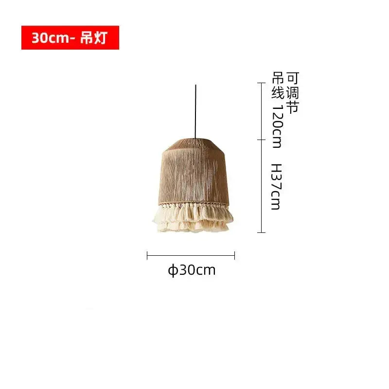 Decorbites bohemian tassel chandelier natural woven bedroom light