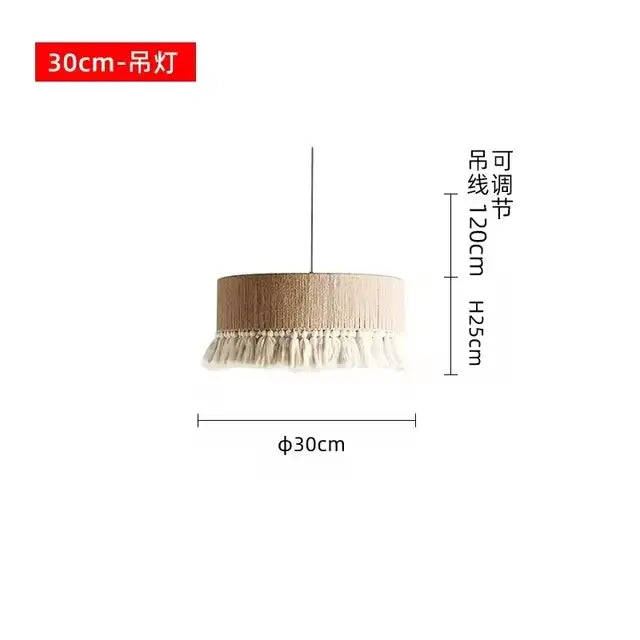 Decorbites bohemian tassel chandelier natural woven bedroom light