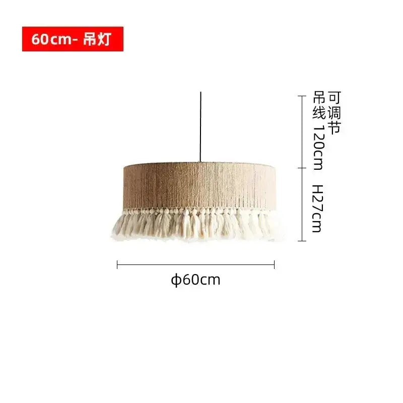 Decorbites bohemian tassel chandelier natural woven bedroom light