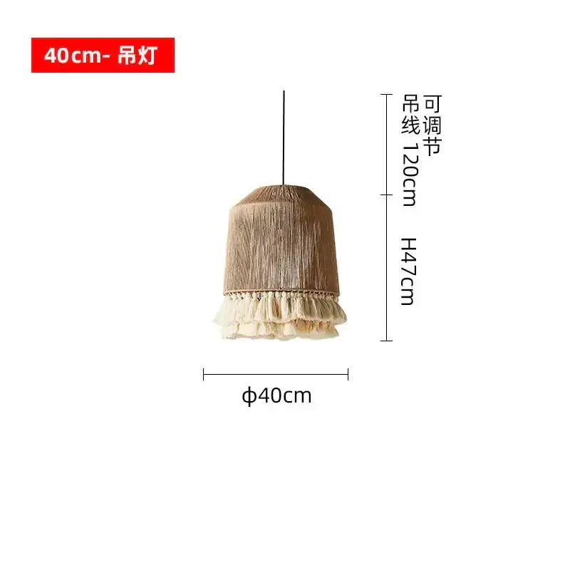 Decorbites bohemian tassel chandelier natural woven bedroom light