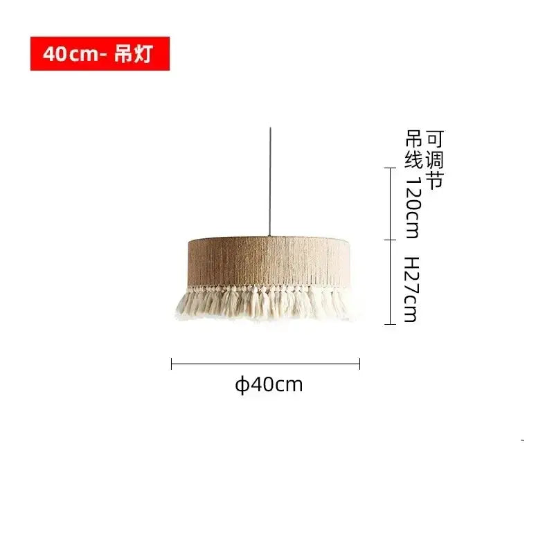 Decorbites bohemian tassel chandelier natural woven bedroom light