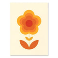 Boho orange & red floral art prints living room decor