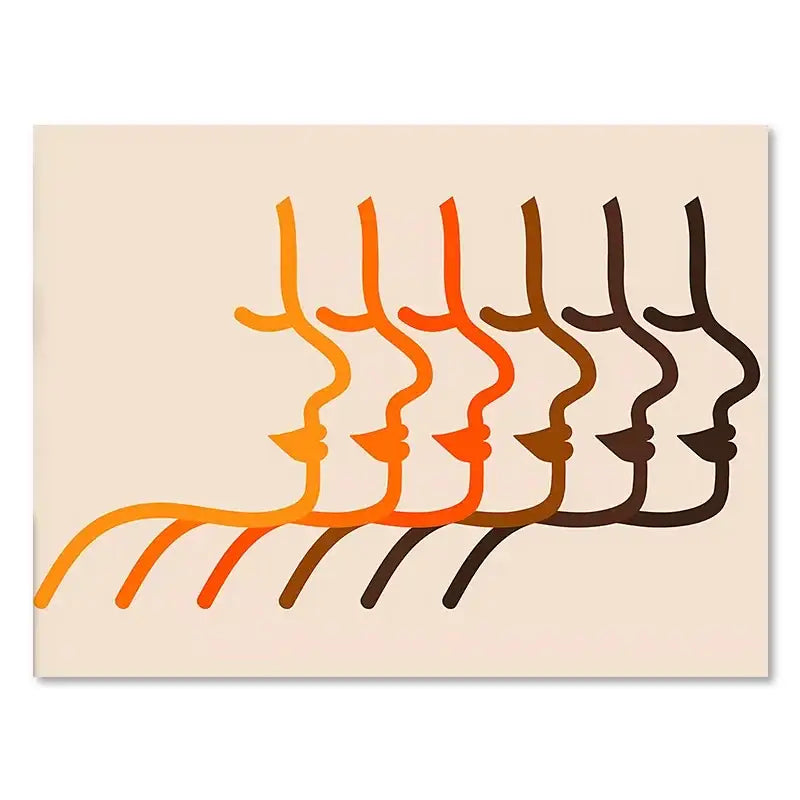 Retro orange & brown abstract art prints living room retro stripes