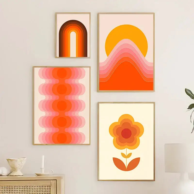Boho sunset moth purple & orange art prints living room decor