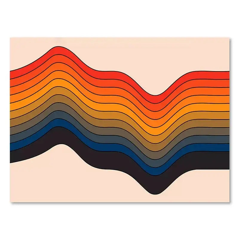Retro stripes art boho sunset prints living room art prints
