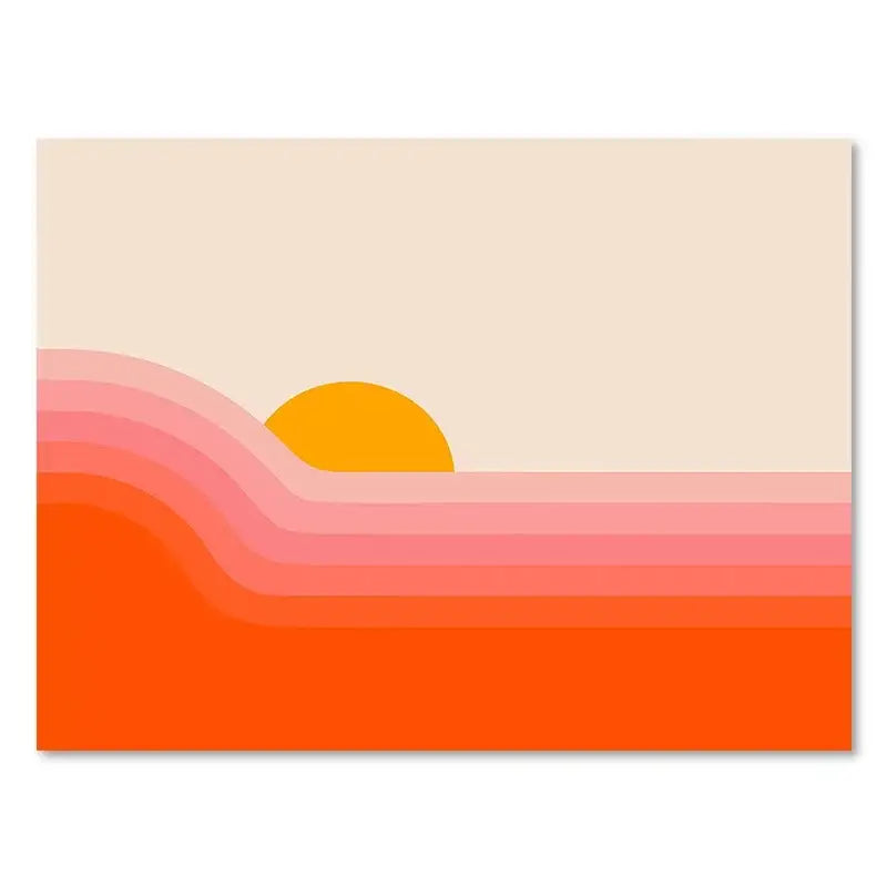 Boho sunset rainbow forest art prints – living room canvas decor