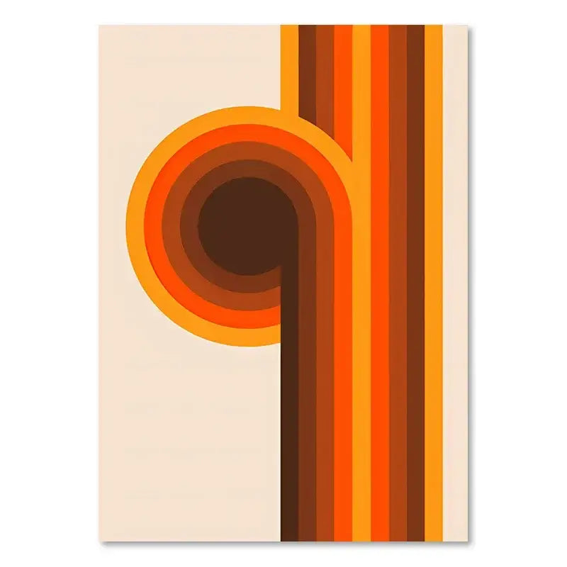 Retro boho orange & pink rainbow stripes art prints bedroom decor